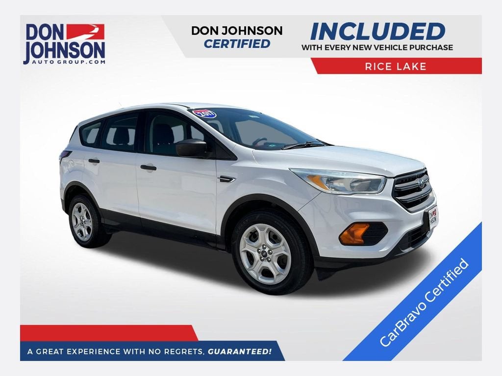 2017 Ford Escape S in White — front three-quarter view