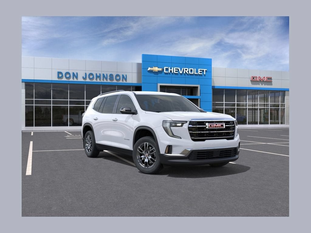 2026 GMC Acadia Elevation in Summit White — front three-quarter view