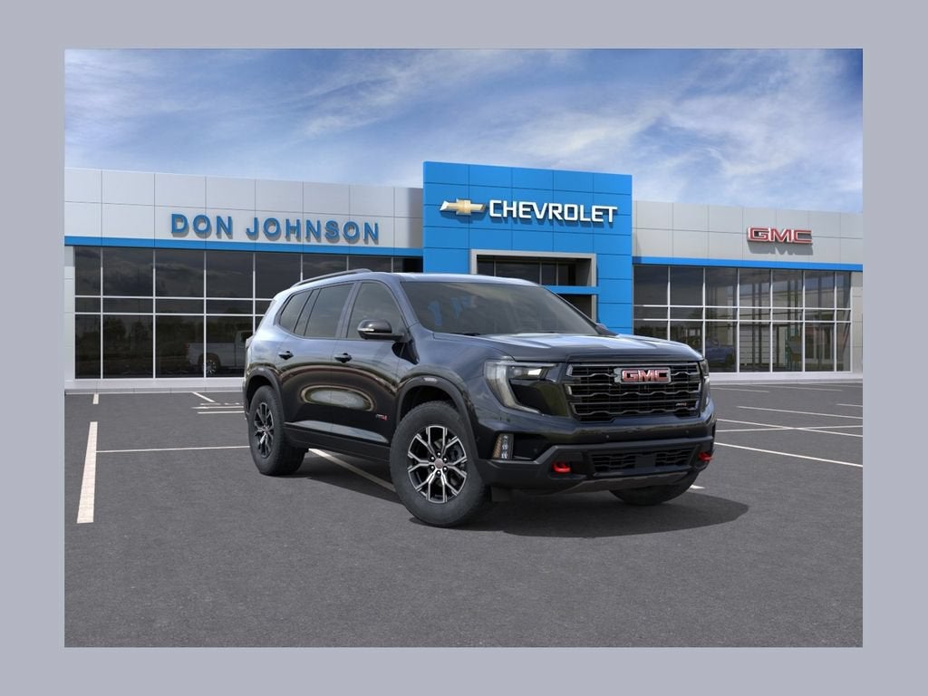 2026 GMC Acadia AT4 in Ebony Twilight Metallic — front three-quarter view