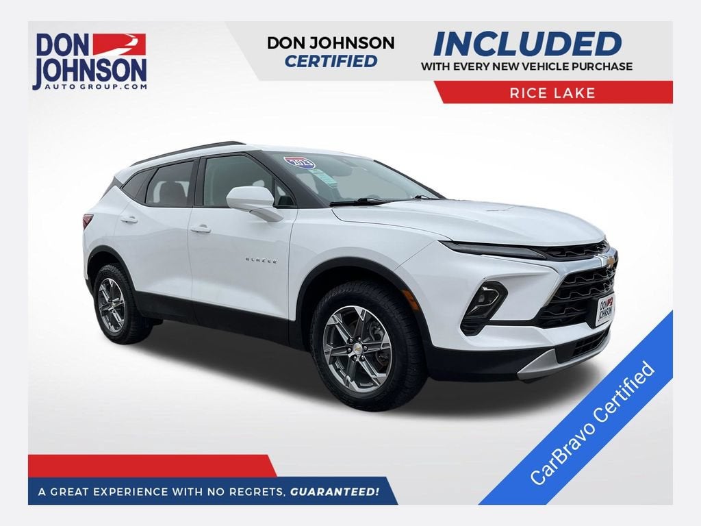 2023 Chevrolet Blazer 2LT in Summit White — front three-quarter view