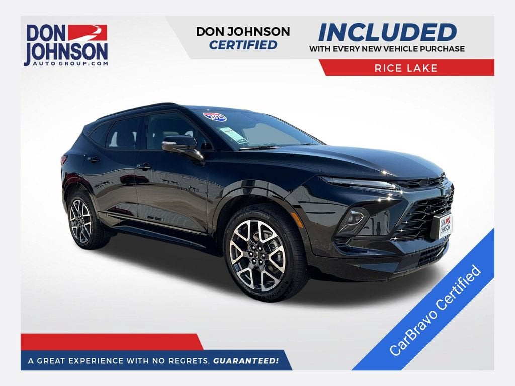 2025 Chevrolet Blazer RS in Black — front three-quarter view