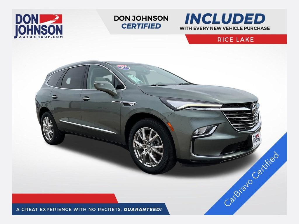 2023 Buick Enclave Essence in Sage Metallic — front three-quarter view