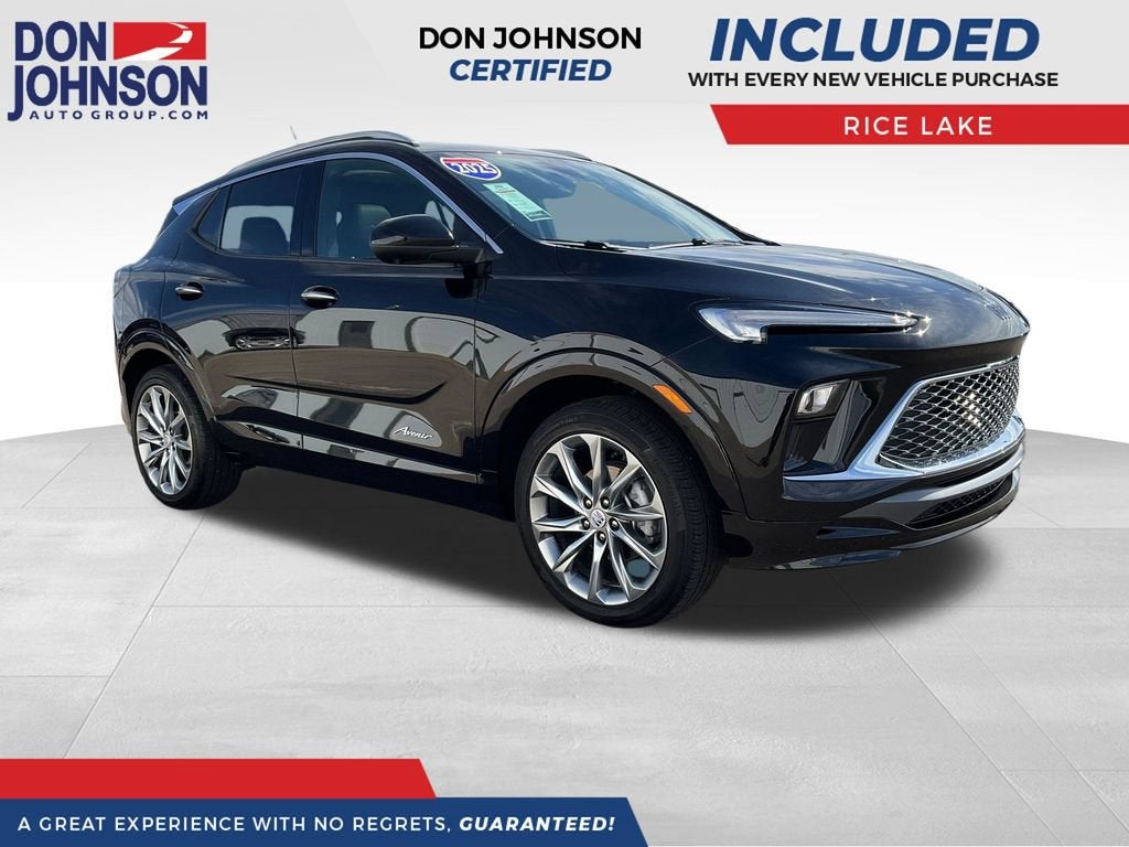 2025 Buick Encore GX Avenir in Ebony Twilight Metallic — front three-quarter view